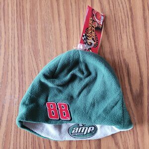 NASCAR Beanie Hat Cap Green Gray Dale Earnhardt Jr Reversible #88 Amp Energy